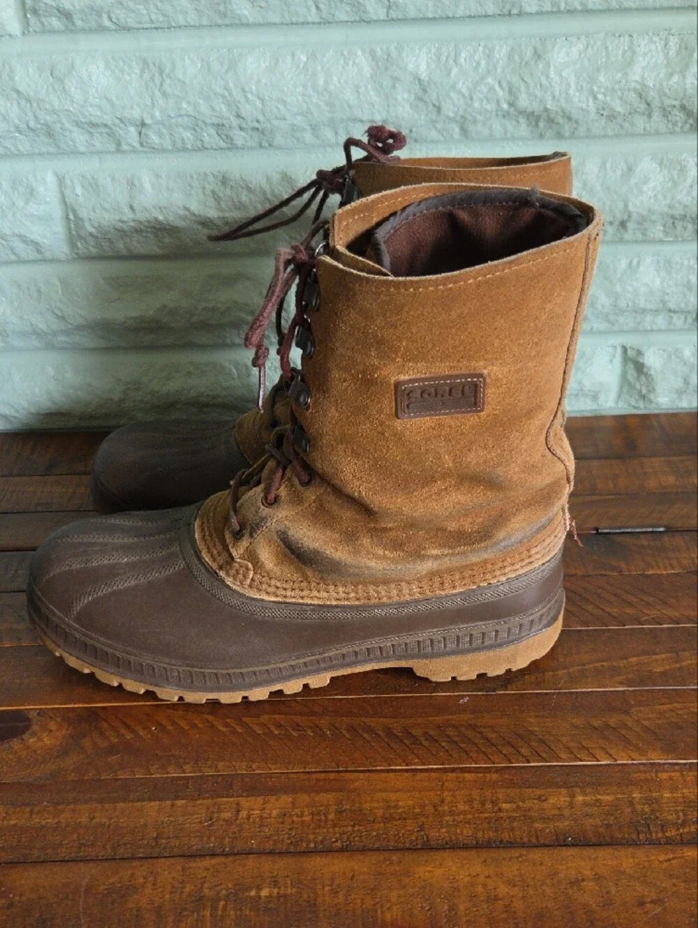 Sorel Brown Lace-Up Work Winter Boots Size Mens 10